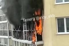 Квартира выгорела в Академическом, предположительно, из-за брошенного с балкона окурка